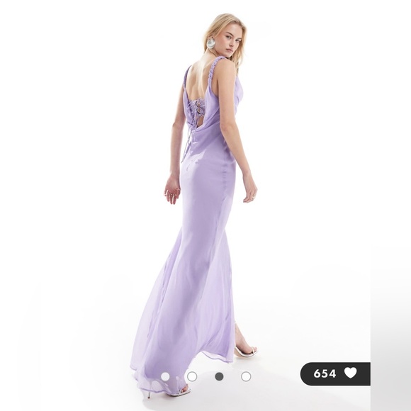 Purple ASOS Cowl Deck Lace Dress - Picture 3 of 6